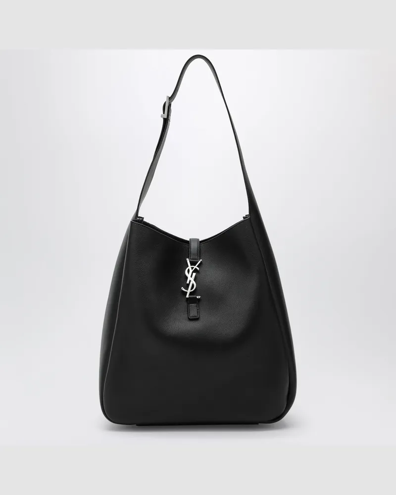 Saint Laurent Große Le 5 à 7 Tasche aus genarbtem Kalbsleder, schwarz Black