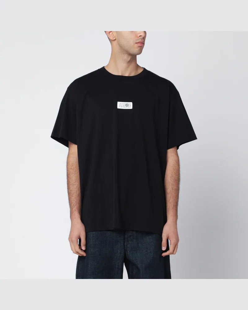 Maison Margiela Schwarzes T-Shirt mit Numeric-Signature-Patch Black