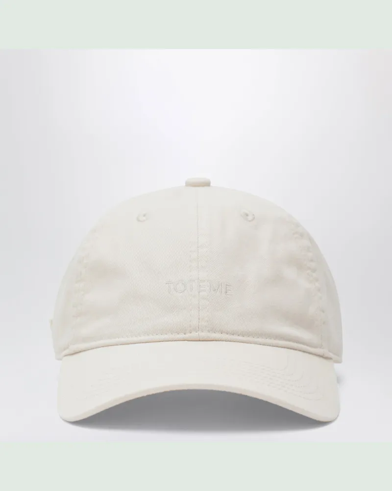Totême Elfenbeinfarbene Baseballkappe aus Baumwolle Grey