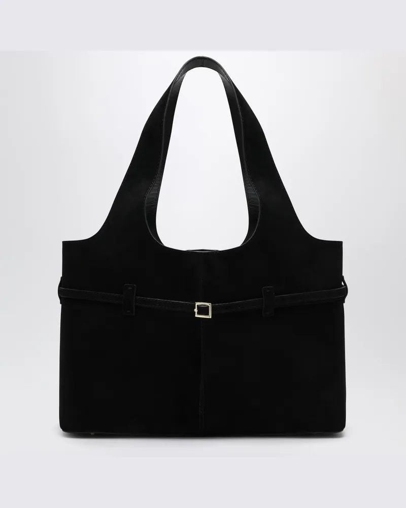 Manu Atelier Cambon Tote Bag aus schwarzem Wildleder Schwarz