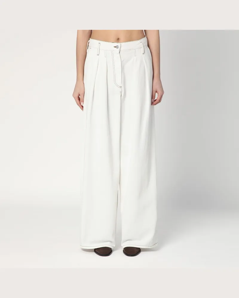 Dries van Noten Weite weiße Hose aus Baumwolle Weiß