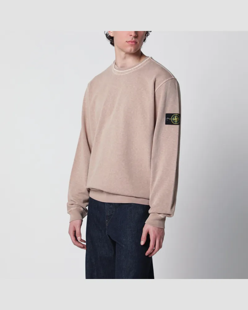 Stone Island Rundhals-Sweatshirt aus flammierter Baumwolle in Beige Beige