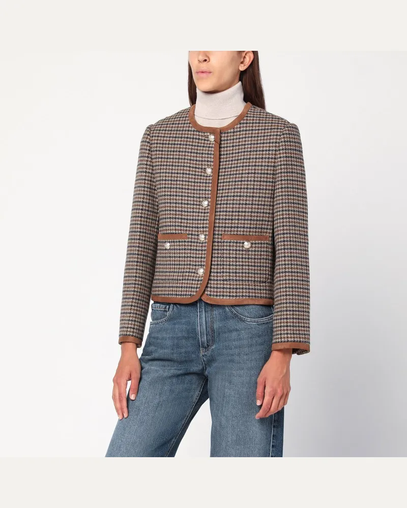 Dunst Braune karierte Tweedjacke Braun