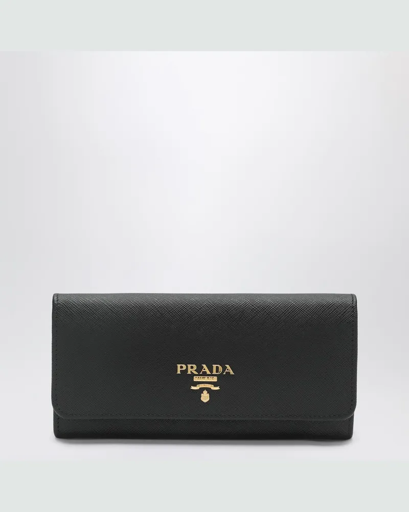 Prada Große Geldbörse aus schwarzem Saffiano-Leder Black