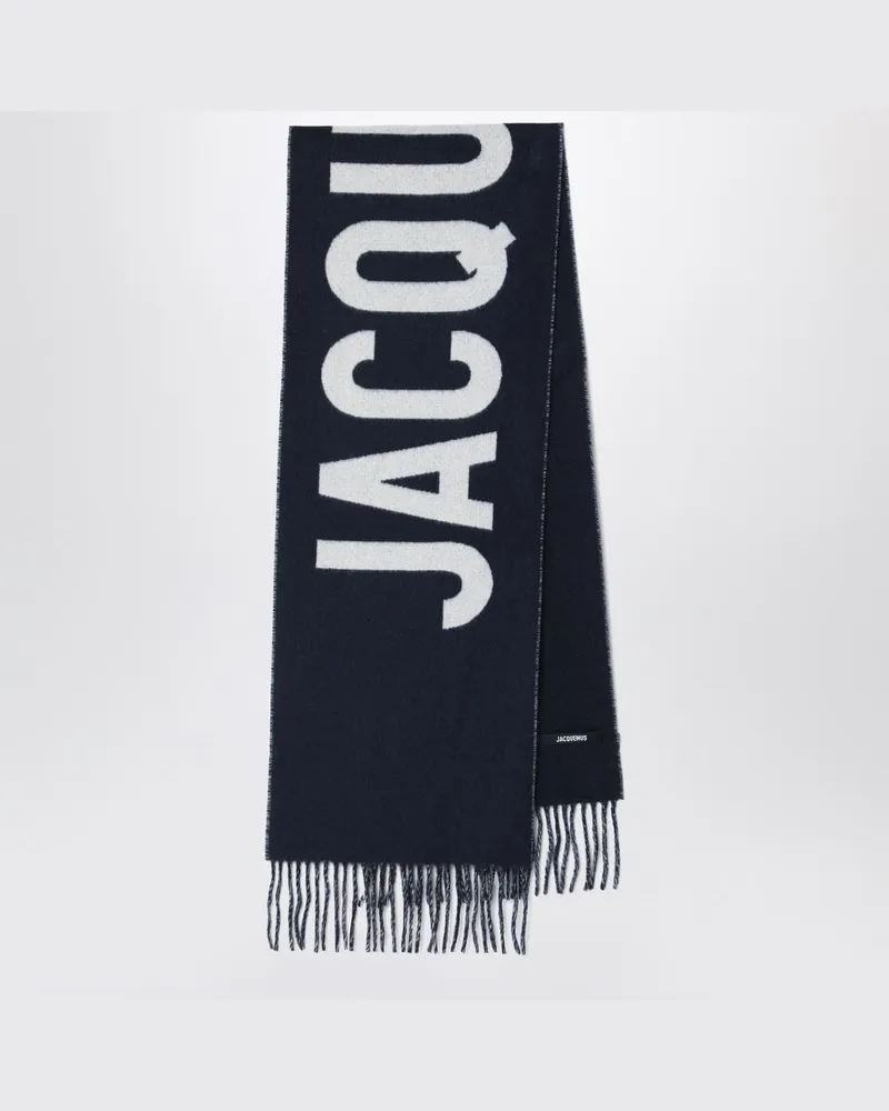 Jacquemus Marineblauer Wollschal mit Logo Blau