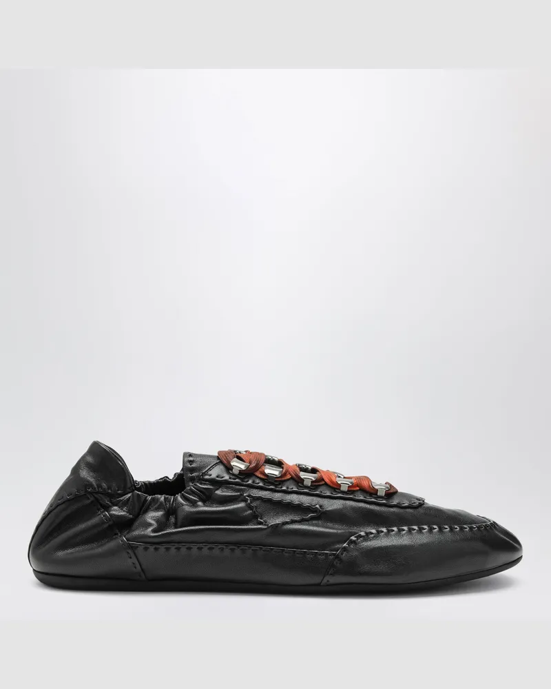 Prada Collapse Sneakers mit Haken aus schwarzem, gealtertem Nappaleder Black