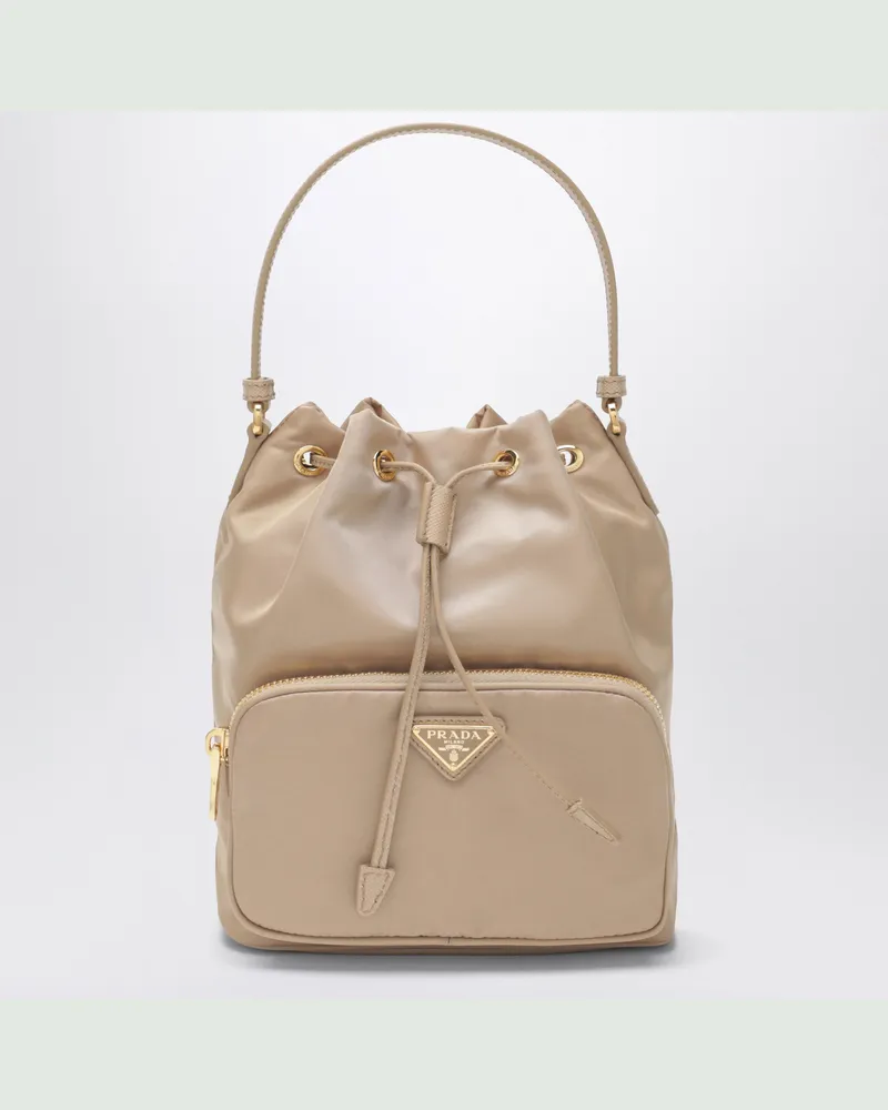 Prada Duet Bucket Bag aus Re-Nylon in Beige Beige
