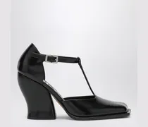 Schwarze Onda T-Bar Pumps aus poliertem Leder
