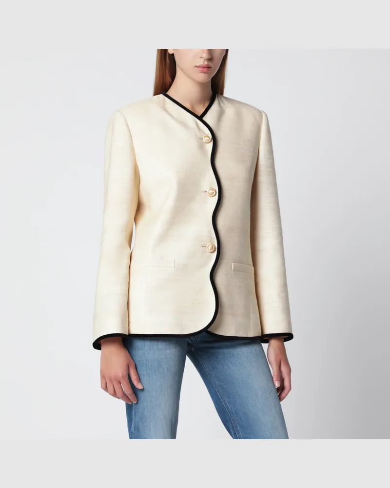 Valentino Garavani Jacke aus Seide und Leinen in Milchhonig-Farbe Beige