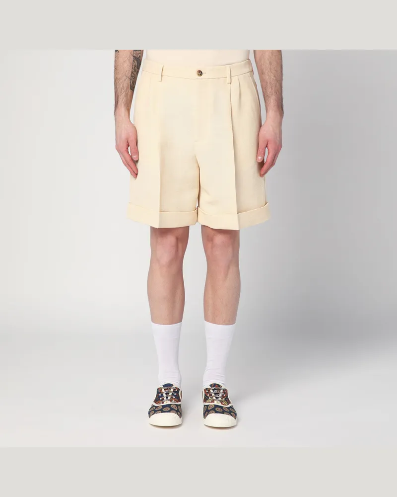 Valentino Garavani Butterfarbene Bermudashorts mit Umschlag Beige