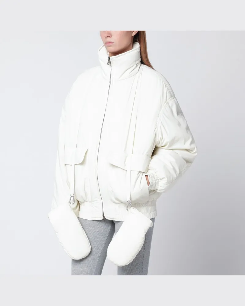 Golden Goose Weiße Nylonjacke mit Reißverschluss Weiß