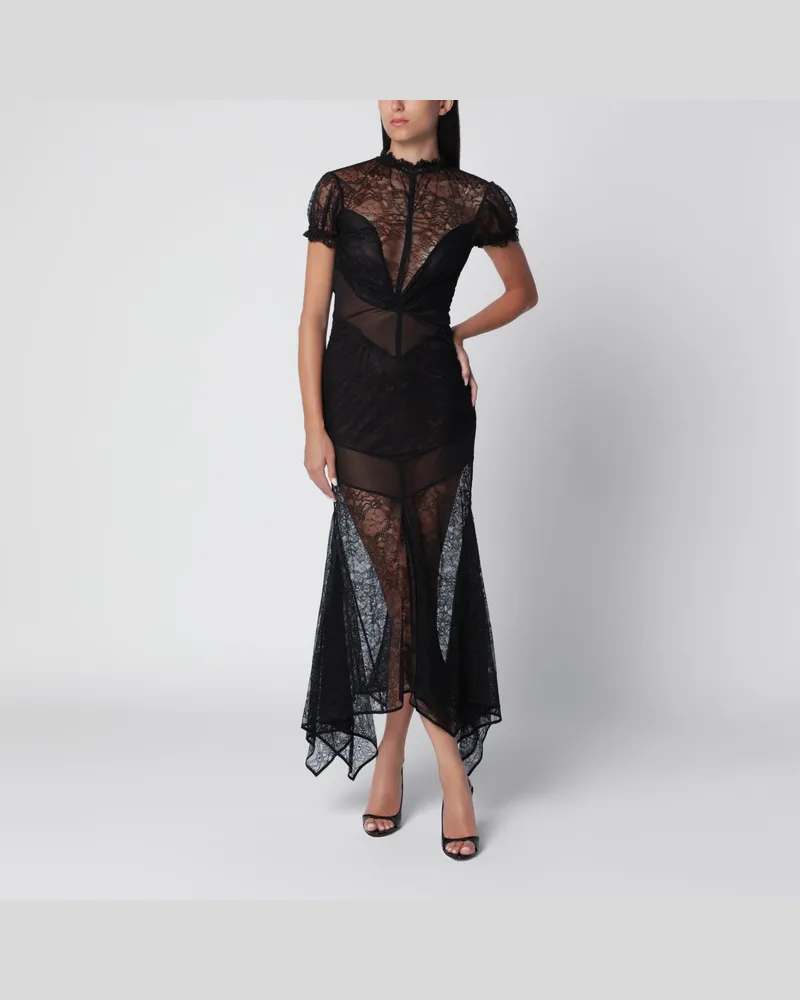 ATTICO Schwarzes Midikleid aus halbtransparenter Spitze Black