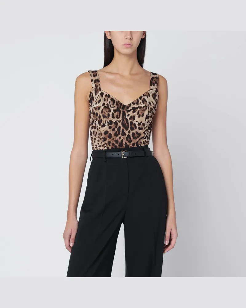 Dolce & Gabbana Charmeuse-Bustier mit Leopardenmuster Multicolor