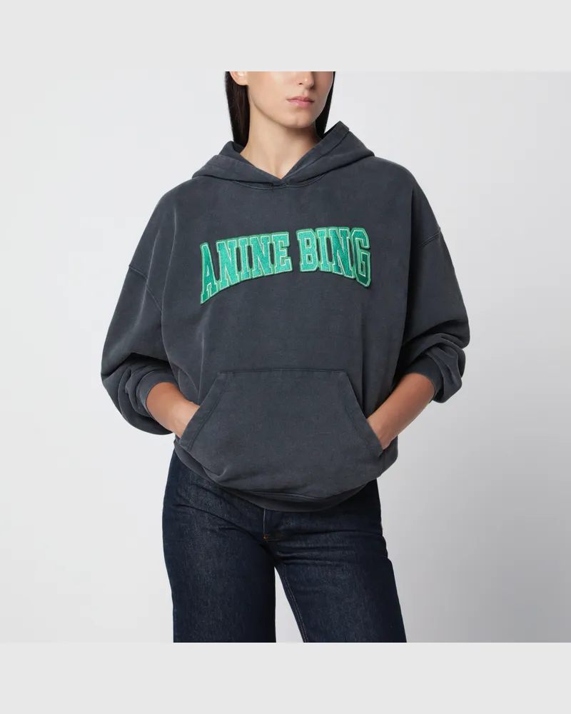 Anine Bing Schwarzes Harvey Kapuzen-Sweatshirt aus Baumwolle Black