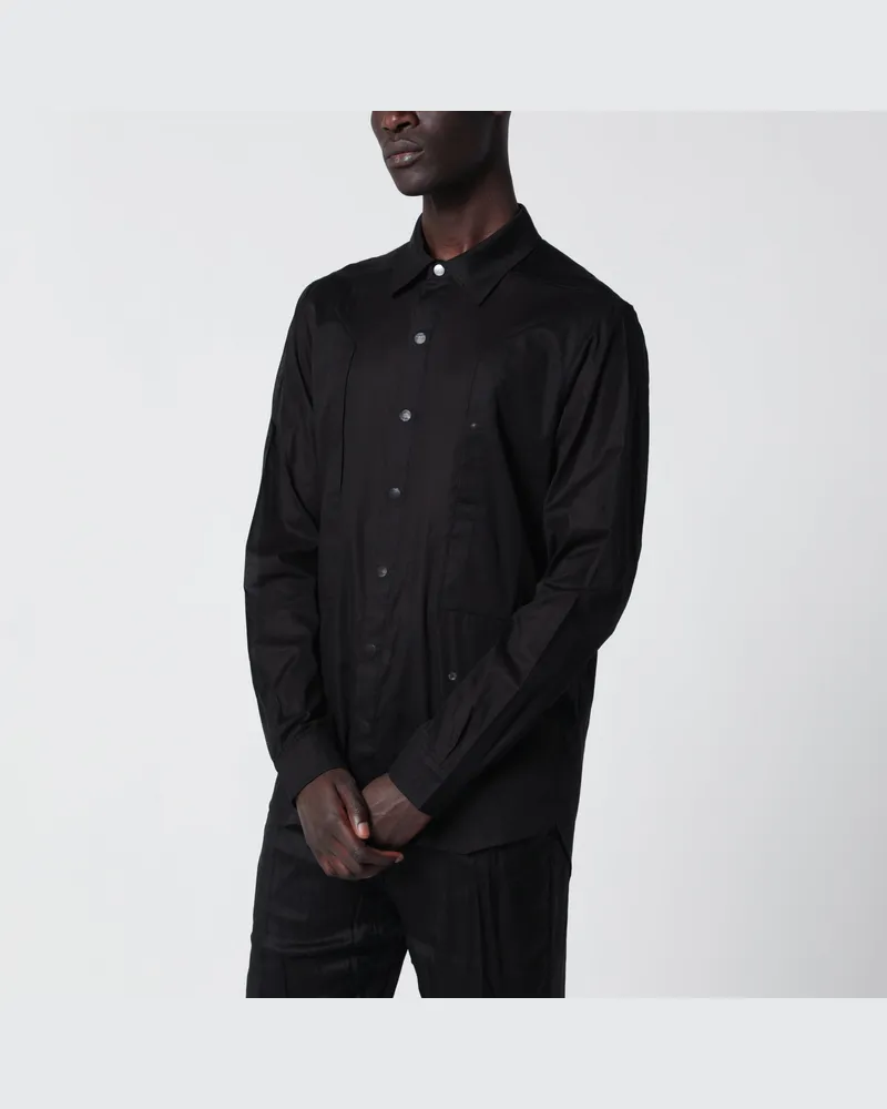 Rick Owens Leichtes schwarzes Baumwollhemd Black