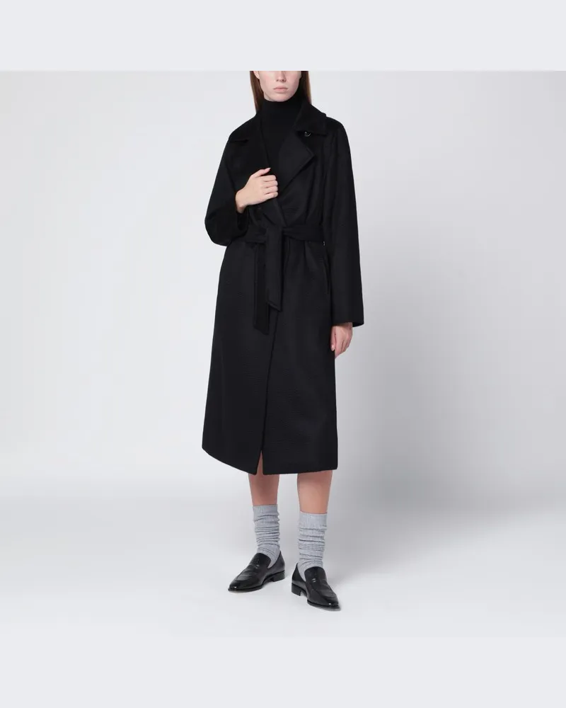 Max Mara Schwarzer Manuela Icon Coat aus Zibeline-Kamelhaar Schwarz