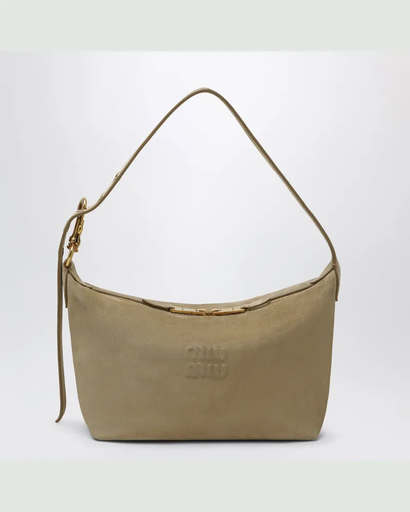 Miu Miu Geräumige Bowlingtasche aus Wildleder in Ecru Beige