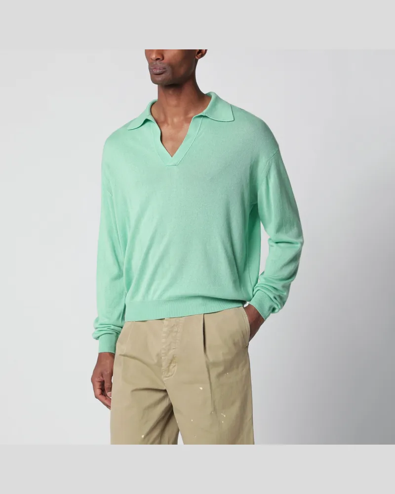 AURALEE Skipper-Poloshirt aus Kaschmir und Seide in Mintgrün Green