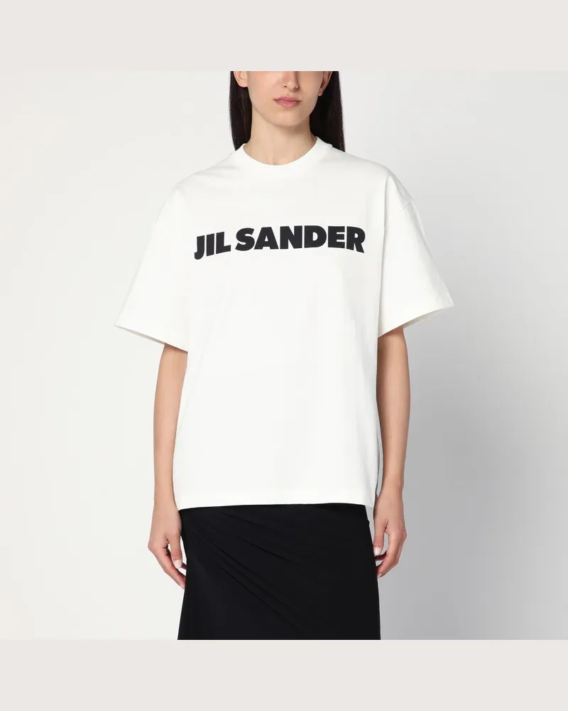 Jil Sander Weißes weites T-Shirt mit Logo Weiß