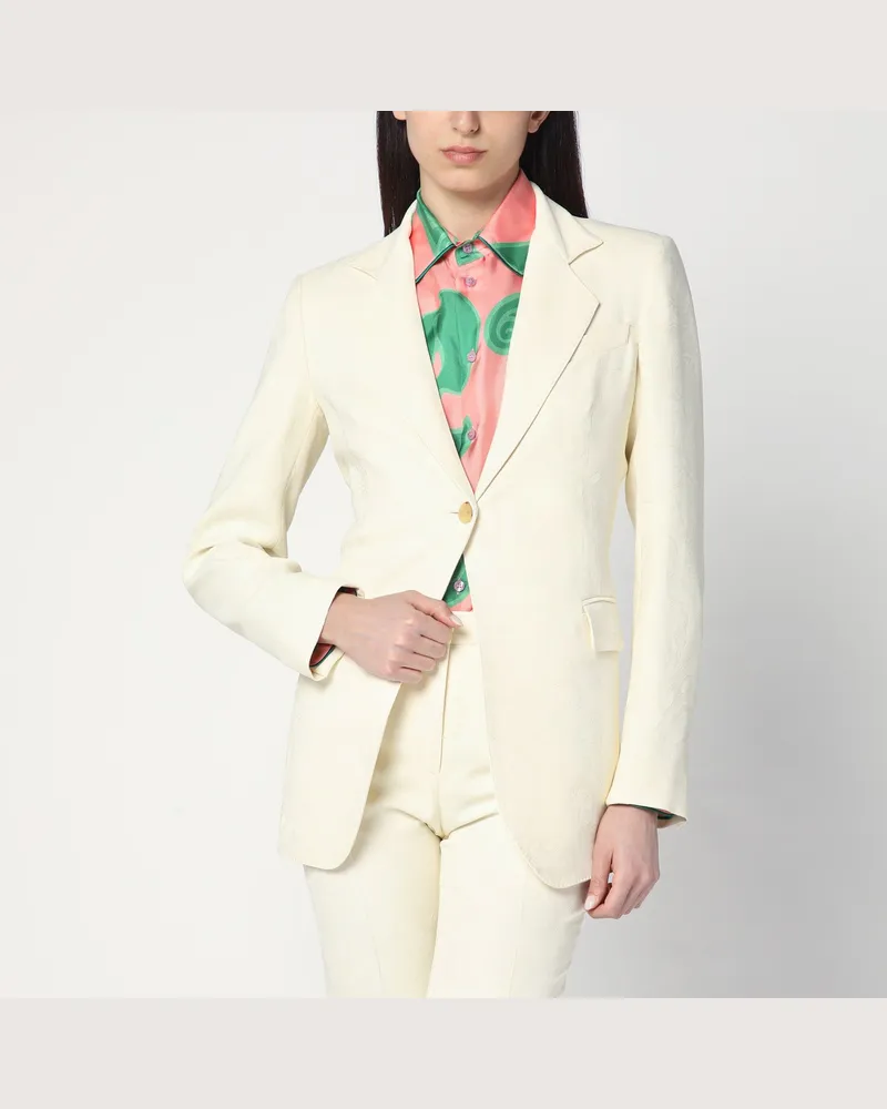 Etro Weiße Jacquard-Jacke mit überkreuztem Detail 