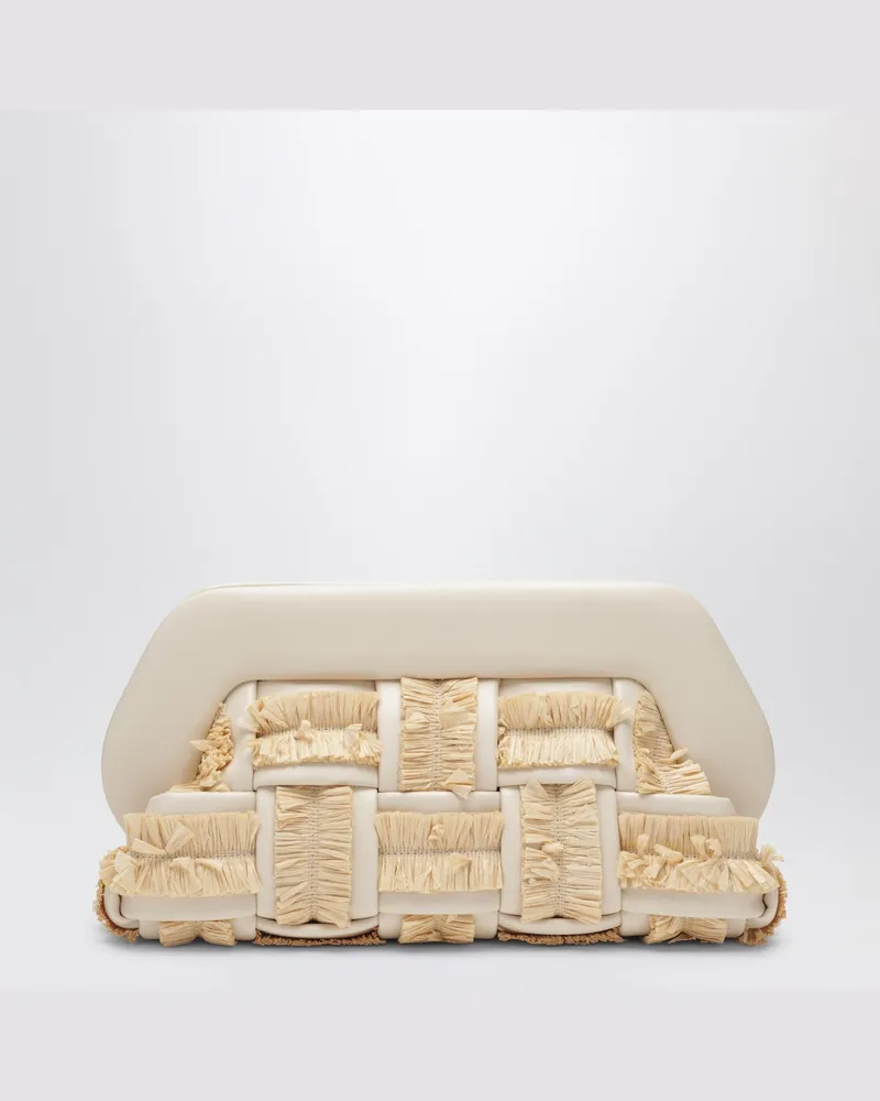 THEMOIRÈ Clutch Tia in Butterfarbe mit Raffia-Einsätzen Beige