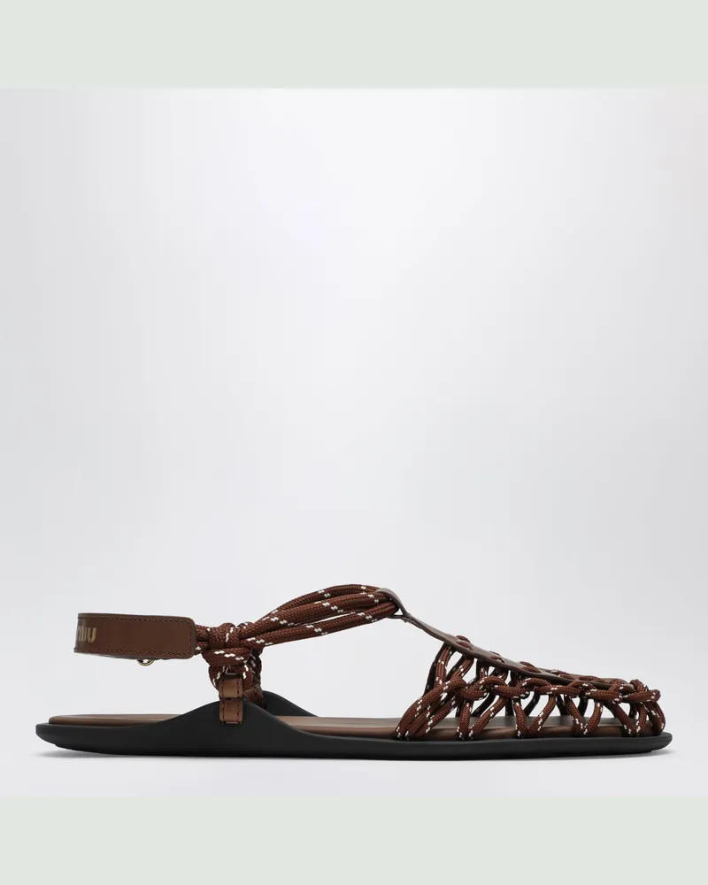 Miu Miu Sandalen in Haselnuss/Tabak aus Leder und Band Brown