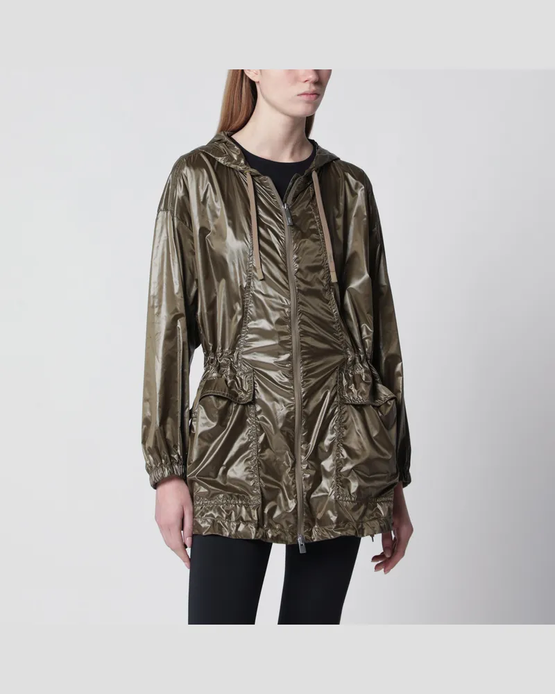 Herno Olivgrüner Parka aus glänzendem Nylon Green