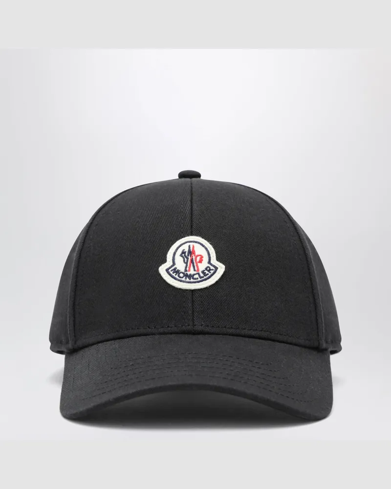 Moncler Schwarze Baseballkappe mit Logo-Patch Black