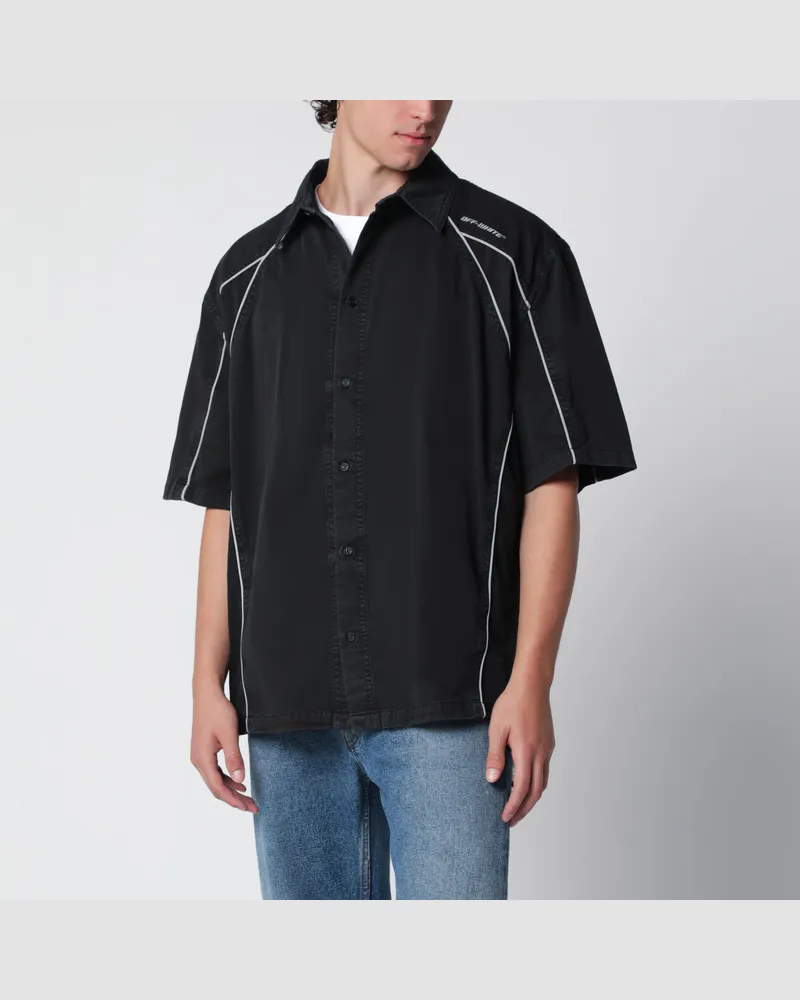 OFF-WHITE Off-White OWR Garment-Dyed Gabardine Sporty Bowlinghemd in Schwarz Black