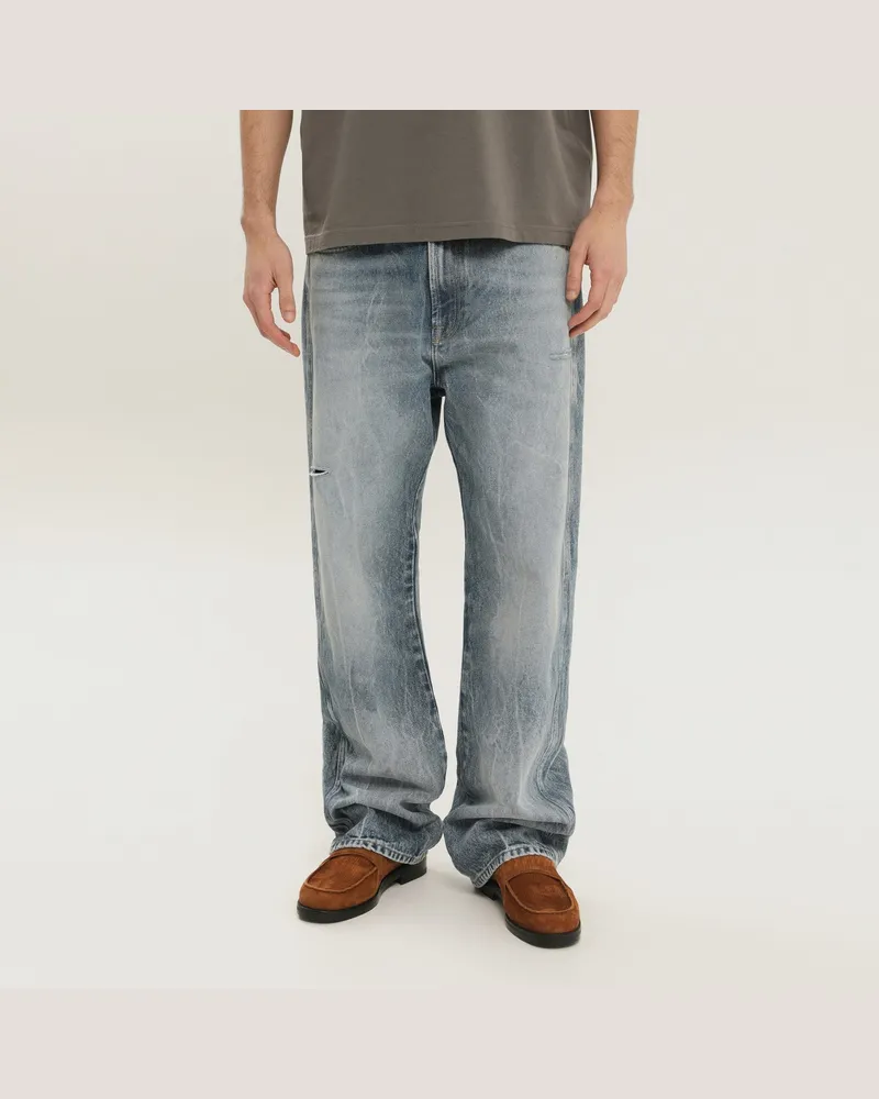 1989 STUDIO Rhodesian-Hosen aus steinblauem Denim 