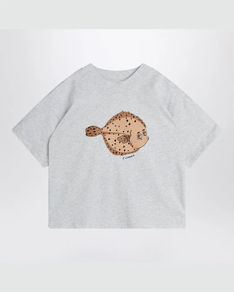 Mini Rodini Hellgraues T-Shirt mit Flundra-Druck Grey