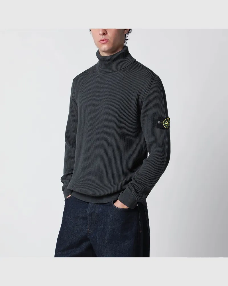 Stone Island Grauer Rollkragenpullover mit regulärer Passform Grau