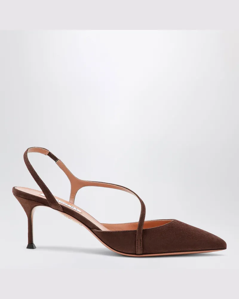 Aquazzura Dynasty Pumps in Espresso aus Veloursleder Brown