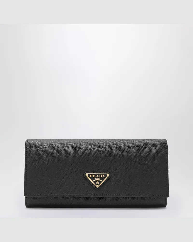 Prada Großes Portemonnaie aus schwarzem Saffiano 