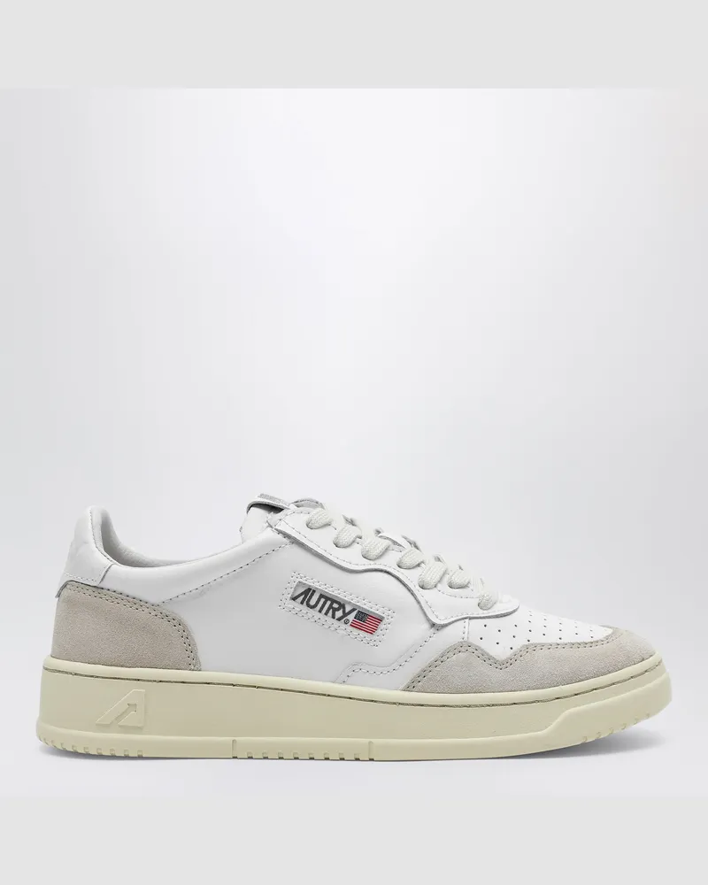 AUTRY Weiße Medalist Low Sneakers aus Leder und Veloursleder White