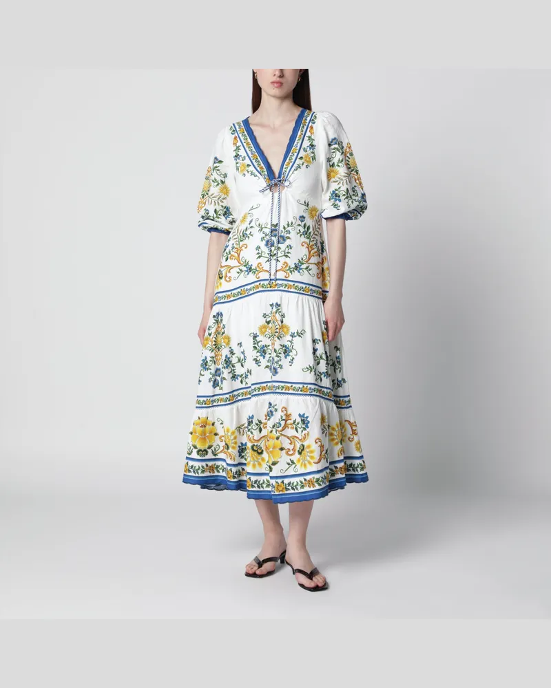 FARM Rio Emily Floral Tapestry Midikleid mit Kordelzug Multicolor