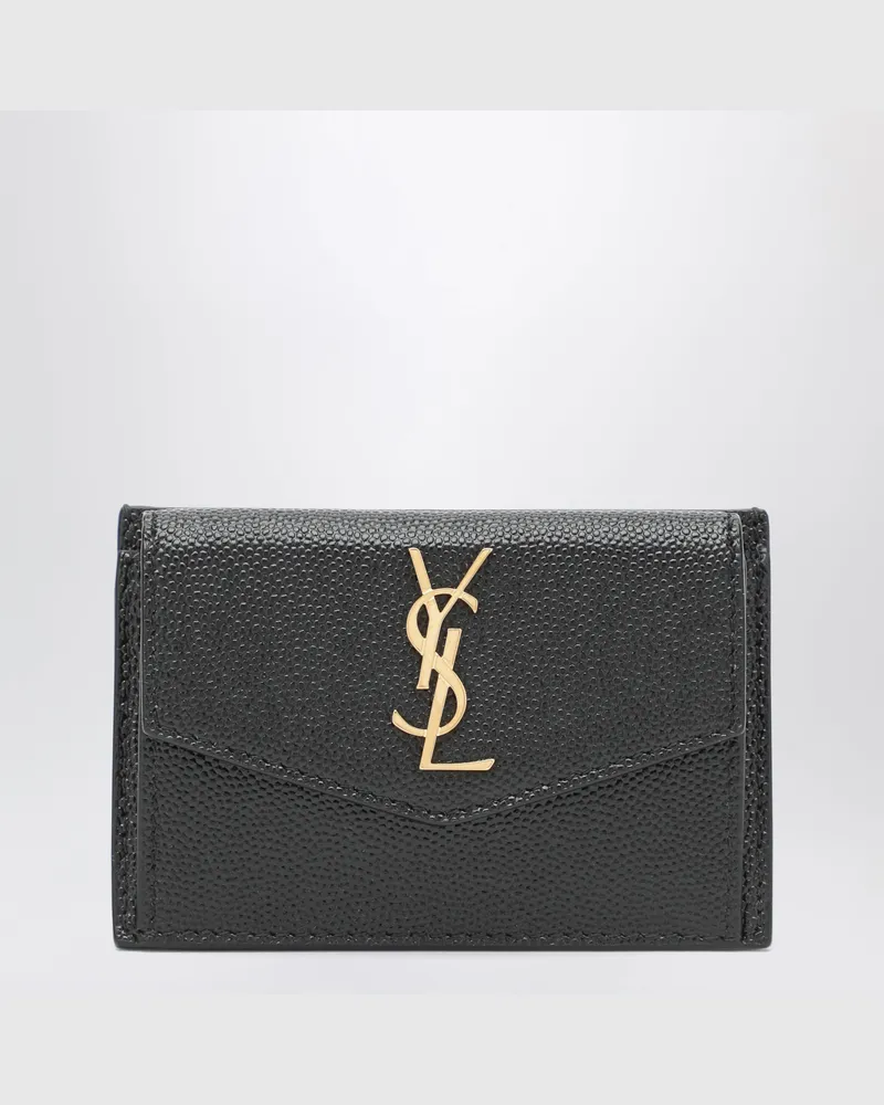 Saint Laurent Schwarzes Portemonnaie aus genarbtem Leder Black
