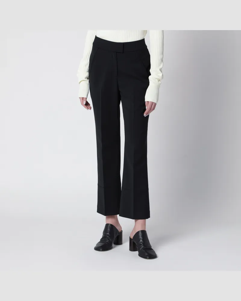 Entire Studios Cropped-Schlaghose aus Wollmischung in Schwarz Black