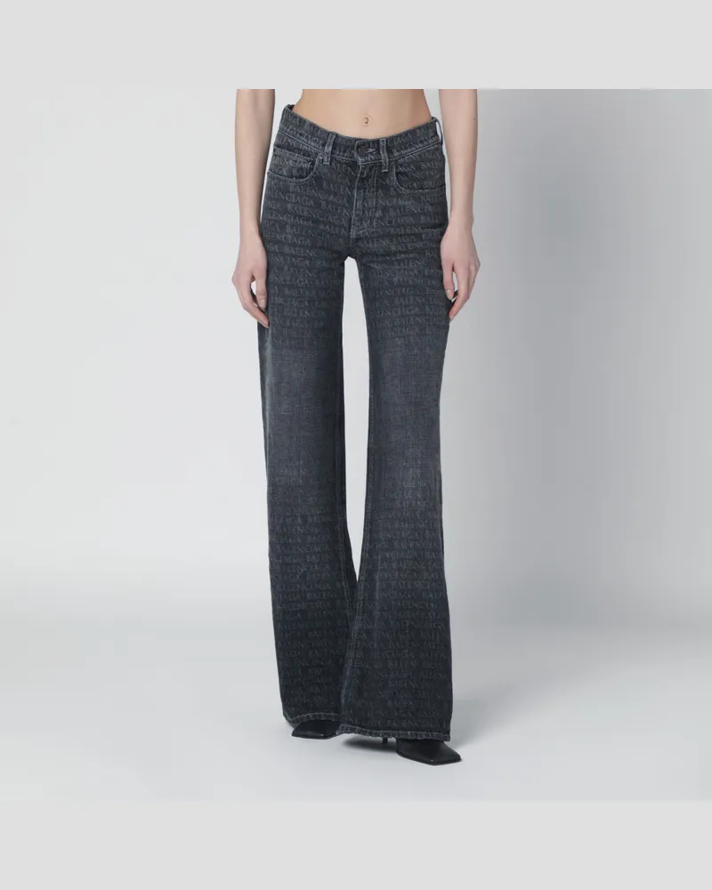 Balenciaga Schwarz verwaschene Jeans mit Jacquard-Logos Black