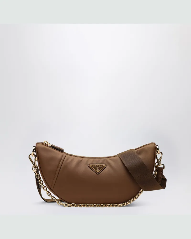 Prada Demi-Lune Schultertasche brandy aus Re-Nylon 