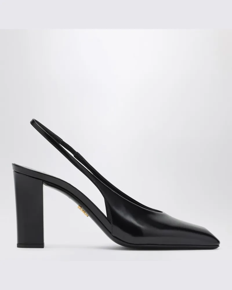 Prada Schwarze Leder-Dekolleté-Slingback Schwarz