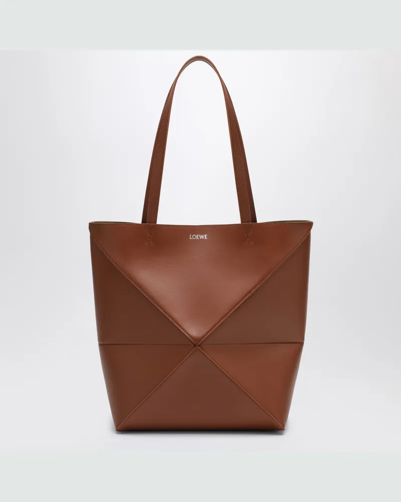 Loewe Mittlere Puzzle Fold Tote Bag aus hellbraunem Leder Brown