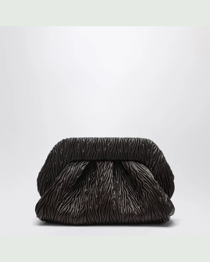 THEMOIRÈ Clutch-Geldbörse aus braunem, gekräuseltem Kunstleder Brown
