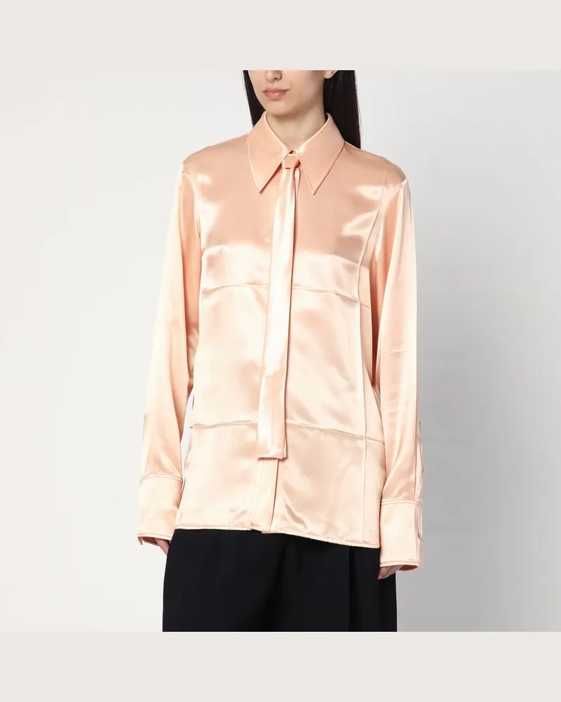 Jil Sander Hemd mit rosa Krawatte aus glänzendem Viskose-Mix Rosa