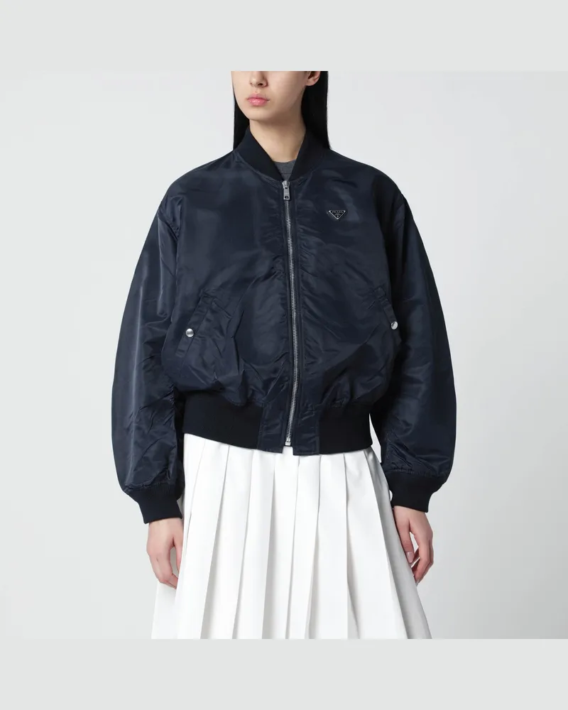 Prada Blue Re-Nylon bomber jacket Blue