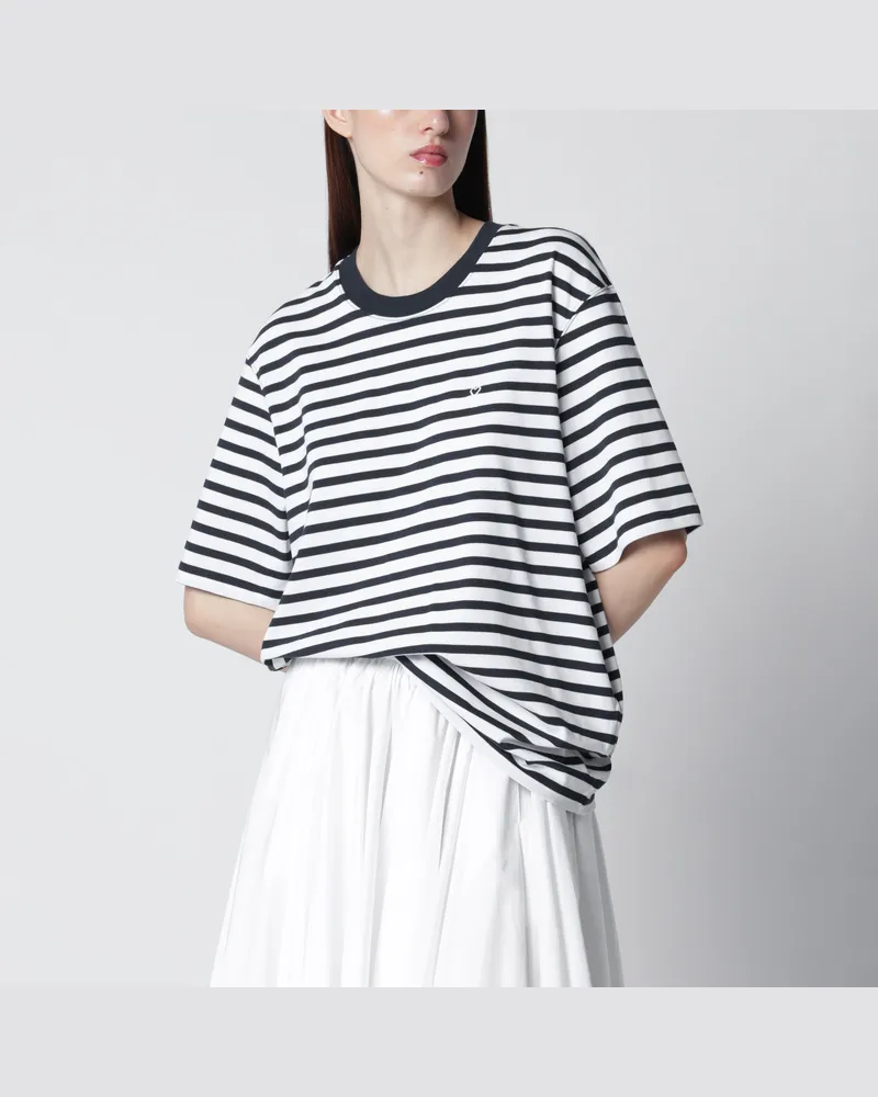 AMI Paris Blau/weiß gestreiftes Ami de Coeur T-Shirt von Blue