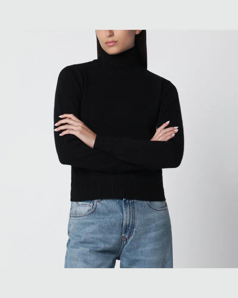 AMI Paris Schwarzer Rollkragenpullover aus Kaschmir und Wolle Black