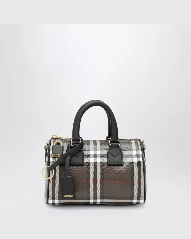 Burberry Mini-Bowlingtasche aus brauner Baumwolle mit Karomuster Brown