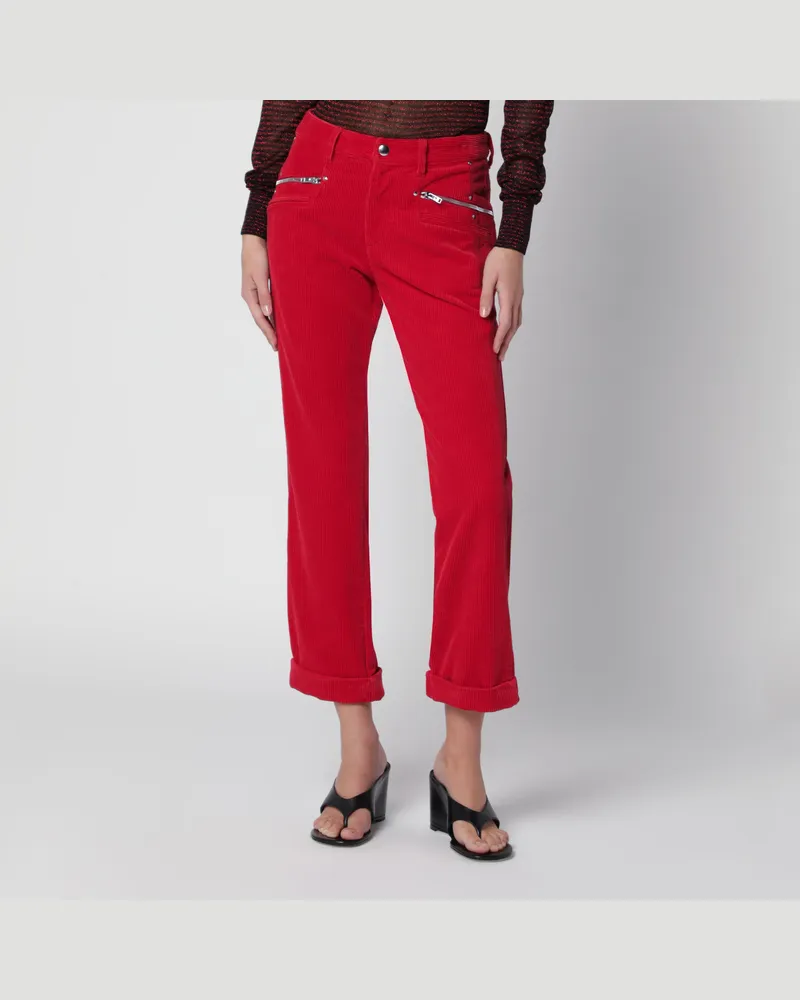 Isabel Marant Rote verkürzte Revene Hose aus Cord Red