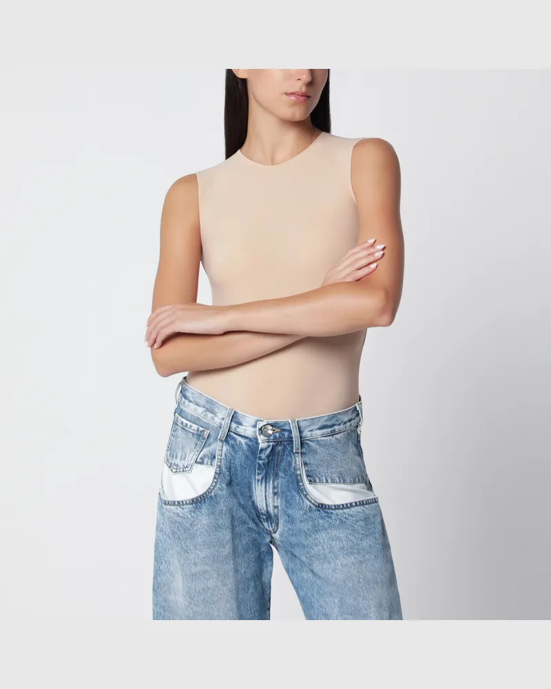 Maison Margiela Nude bodysuit in stretch technical jersey Beige